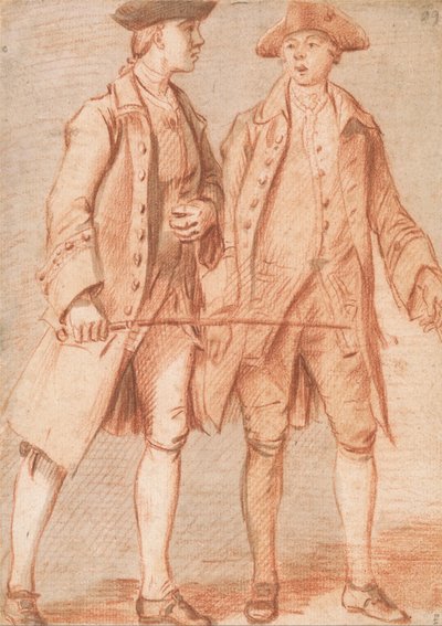 Dos hombres, uno sosteniendo un látigo de Paul Sandby